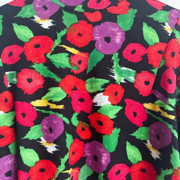 Zara Colourful Floral Balloon Sleeve Long Sleeve Top M - Picture 3 of 7